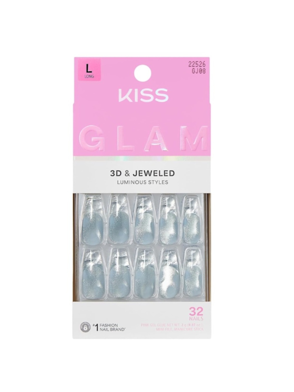 Kiss Clear Luminous 3D & Jeweled Press-On Nails 'Seraphic'